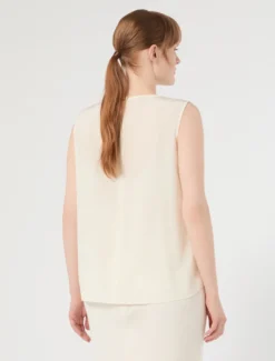 Blusa in crêpe de Chine di seta - BIANCO AVORIO