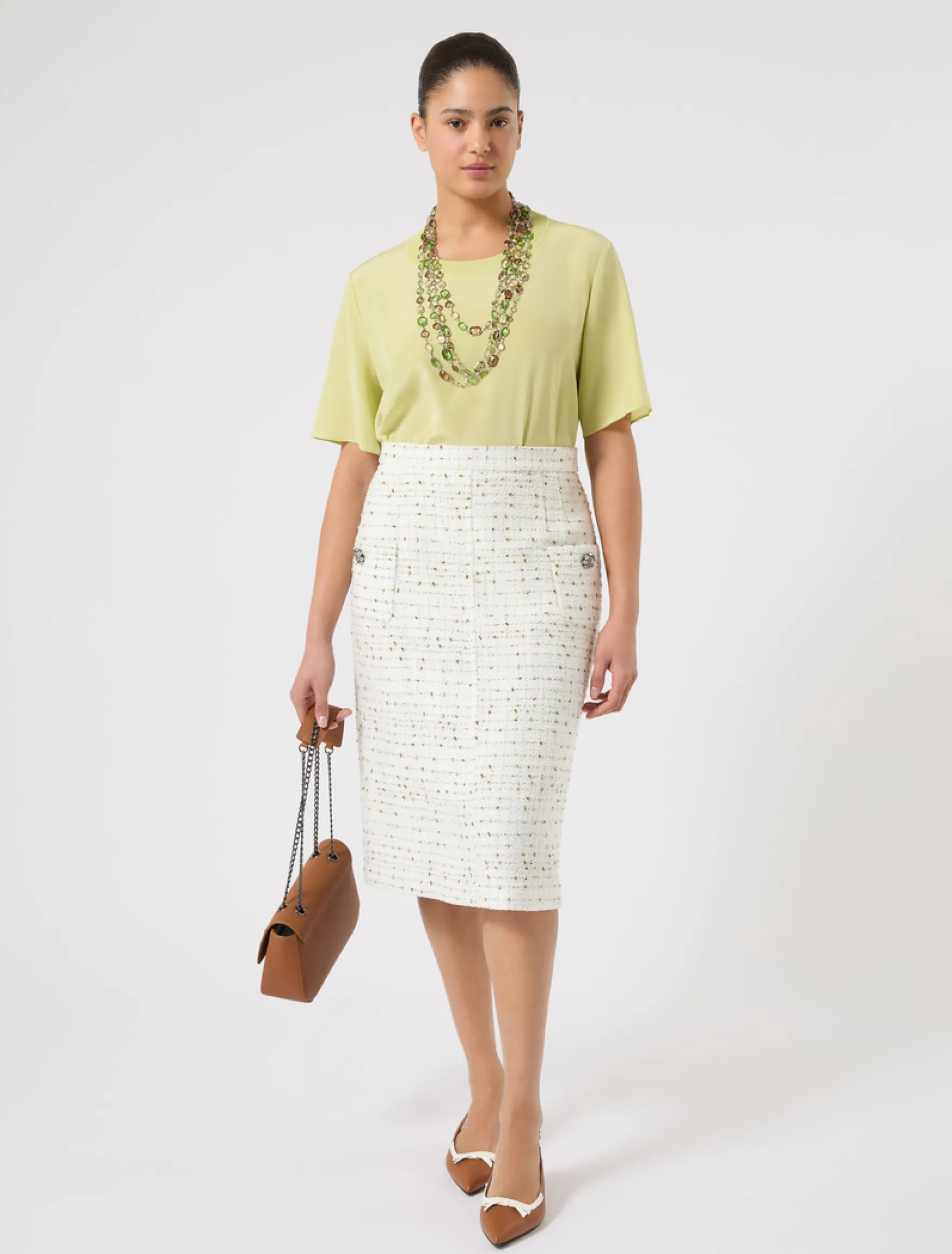 Blusa in crêpe de Chine di seta - LIME