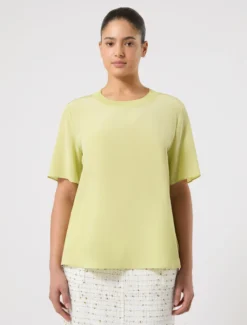 Blusa in crêpe de Chine di seta - LIME