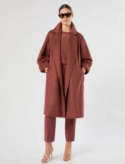 Blusa in crêpe de Chine di seta - MATTONE ROSSO
