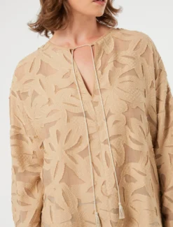 Blusa in fil coupé di viscosa - BEIGE