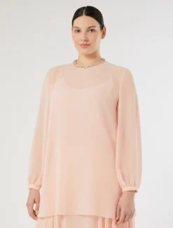 Blusa in georgette con ricamo - ROSA