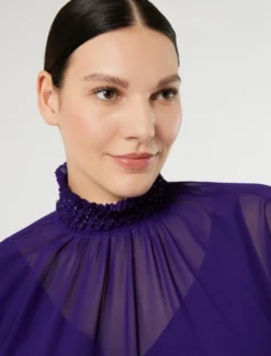 Blusa in georgette con ricamo - VIOLA