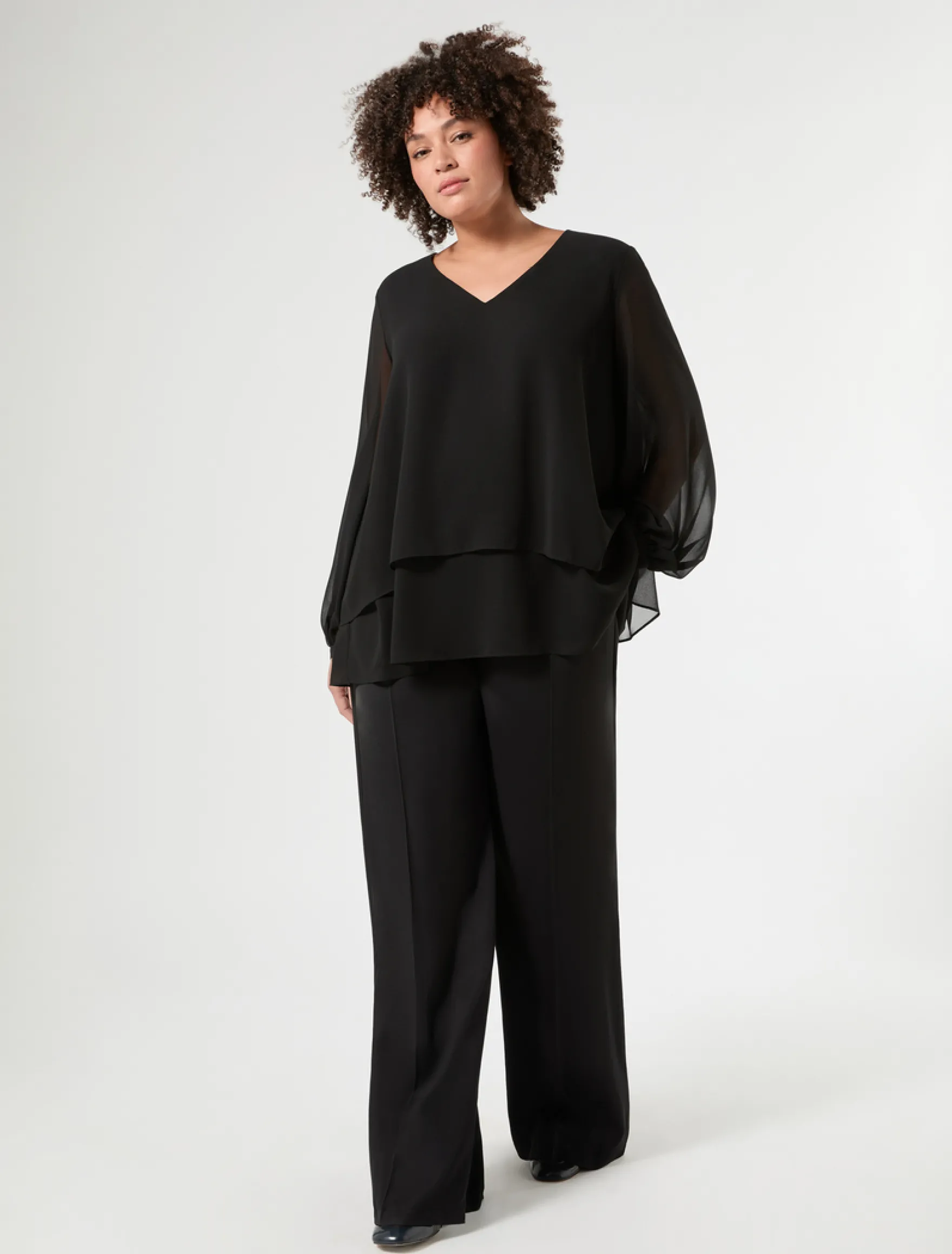 Blusa in georgette - NERO