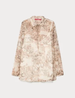 Blusa in georgette stampata - BIANCO