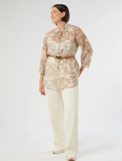 Blusa in georgette stampata - BIANCO