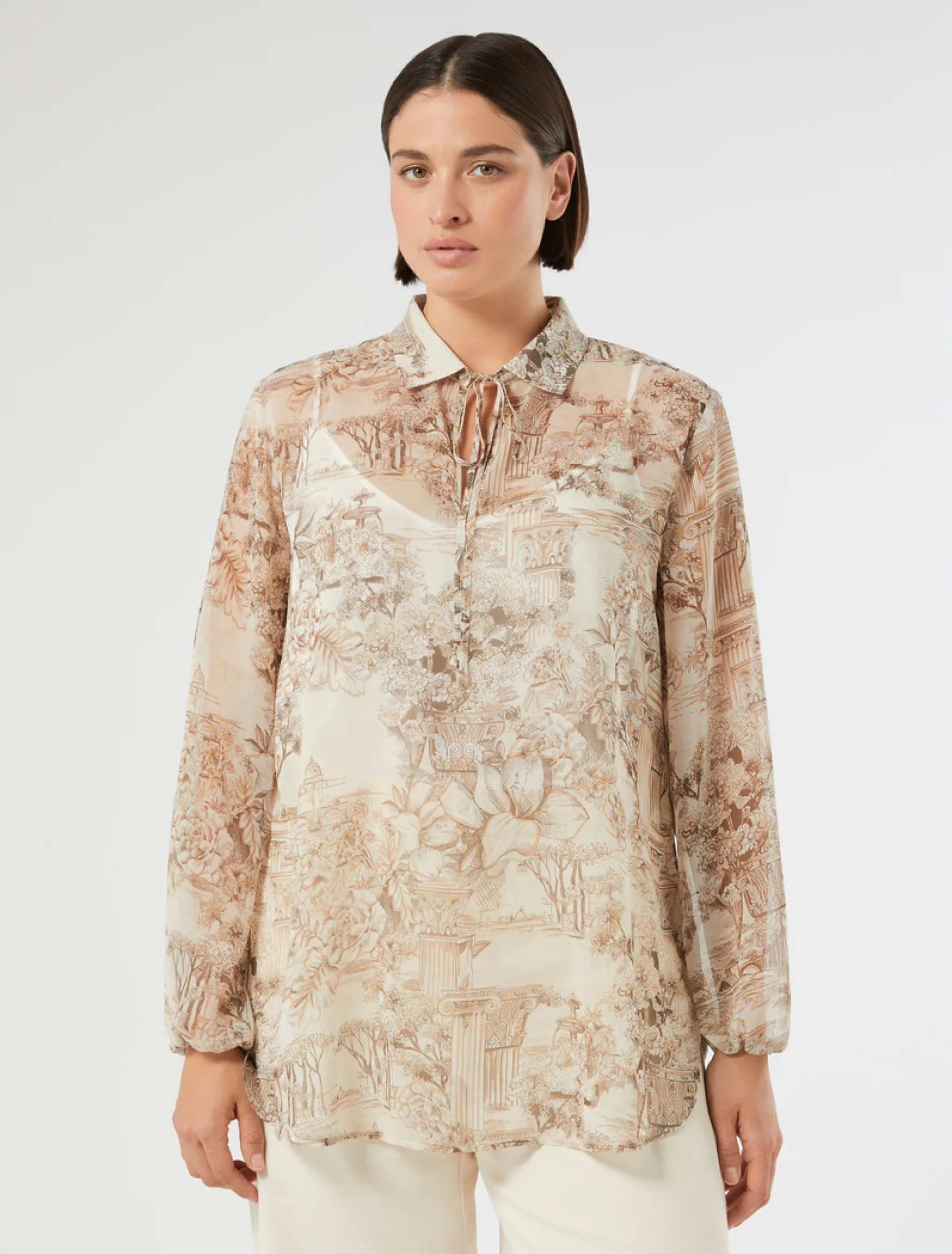 Blusa in georgette stampata - BIANCO
