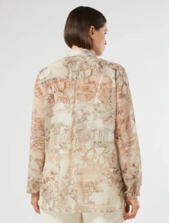 Blusa in georgette stampata - BIANCO