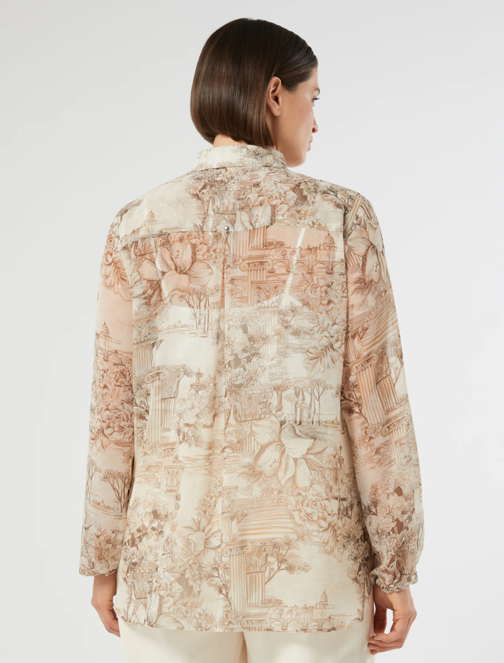 Blusa in georgette stampata - BIANCO