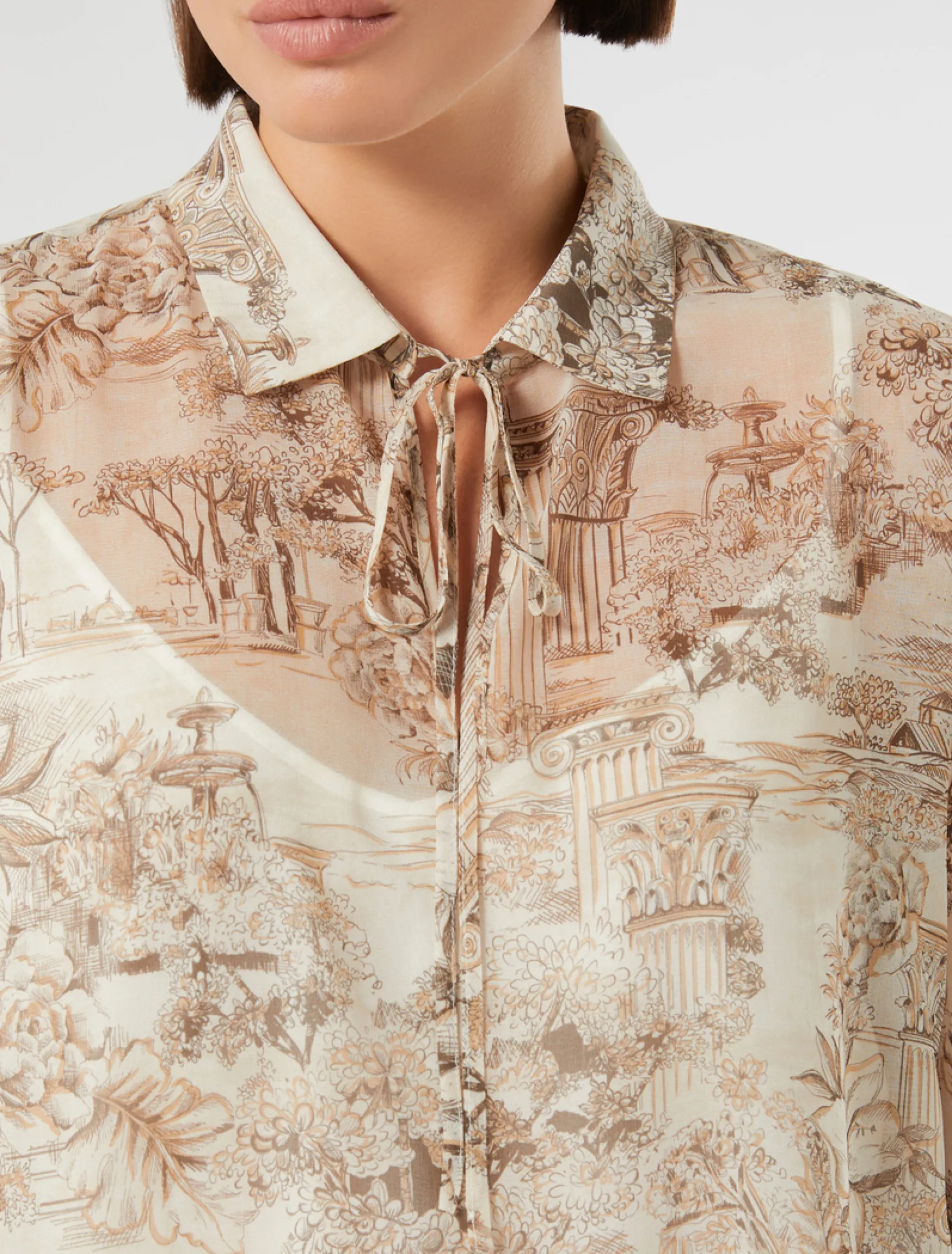 Blusa in georgette stampata - BIANCO