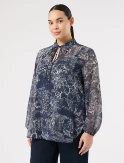 Blusa in georgette stampata - BLU CINA