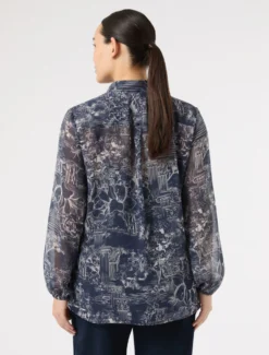 Blusa in georgette stampata - BLU CINA