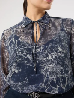 Blusa in georgette stampata - BLU CINA