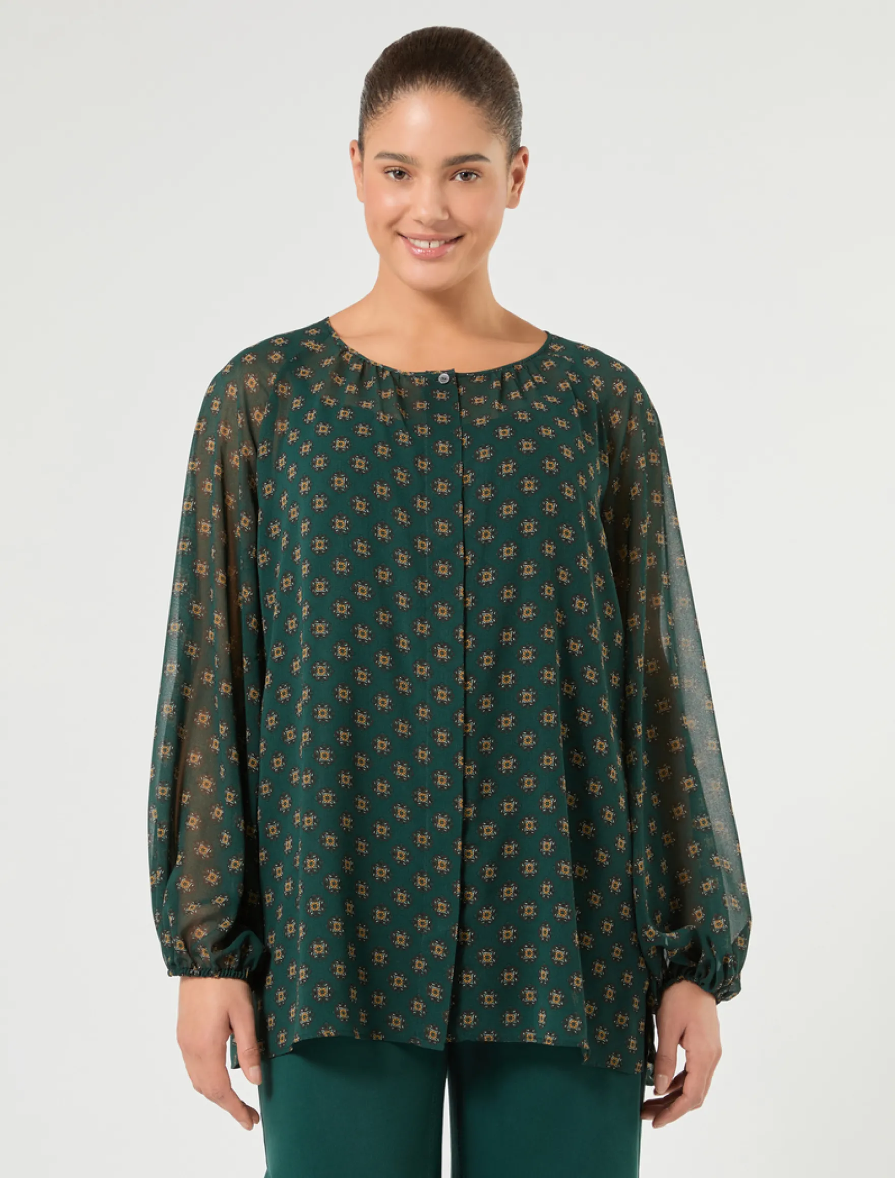 Blusa in georgette - VERDE SCURO