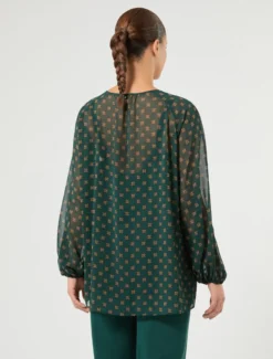 Blusa in georgette - VERDE SCURO