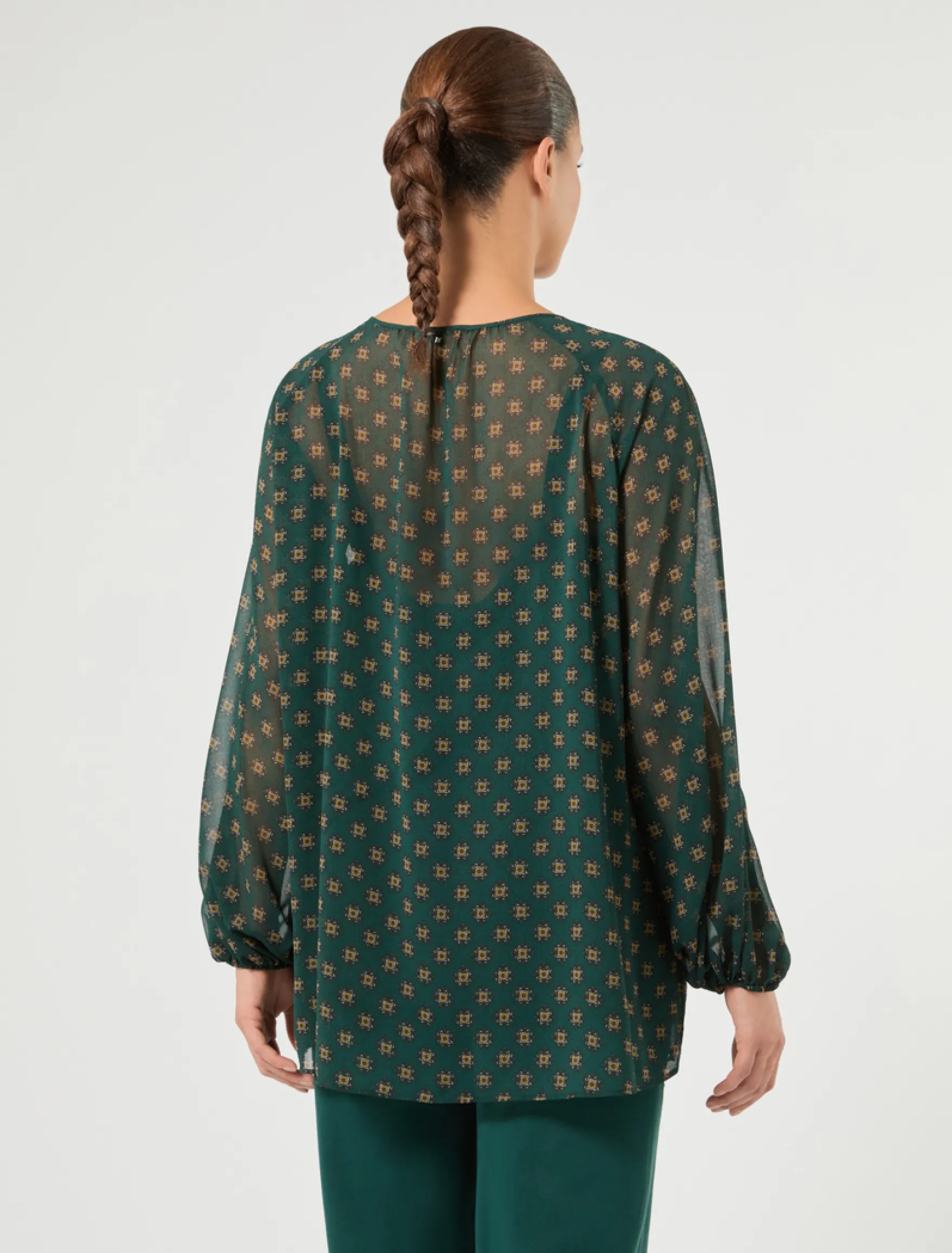 Blusa in georgette - VERDE SCURO