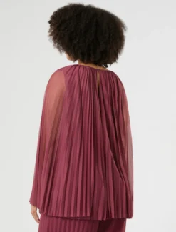 Blusa in jersey plissé - ROSA SCURO