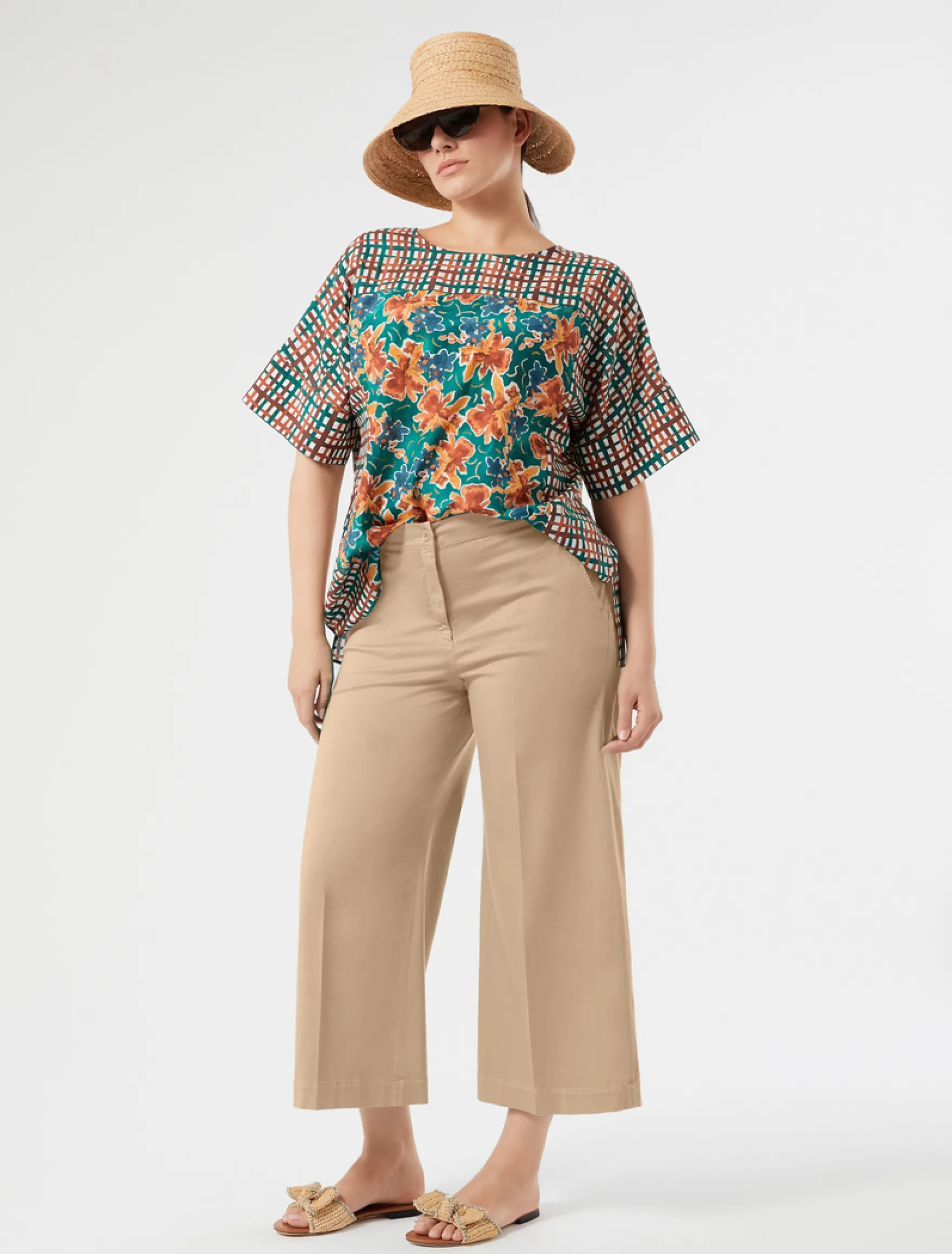 Blusa in mussola di cotone - MULTICOLOR