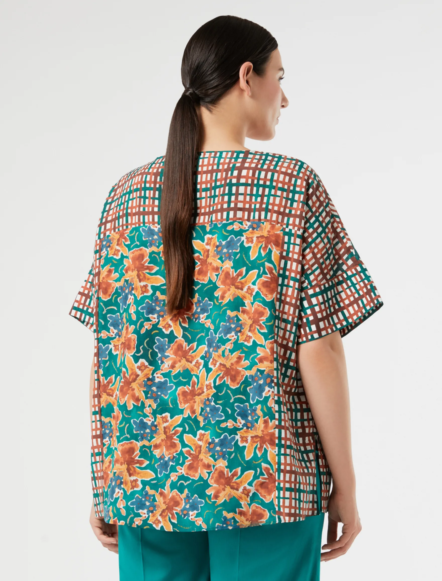 Blusa in mussola di cotone - MULTICOLOR
