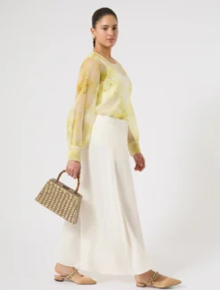 Blusa in organza di seta - GIALLO CHIARO