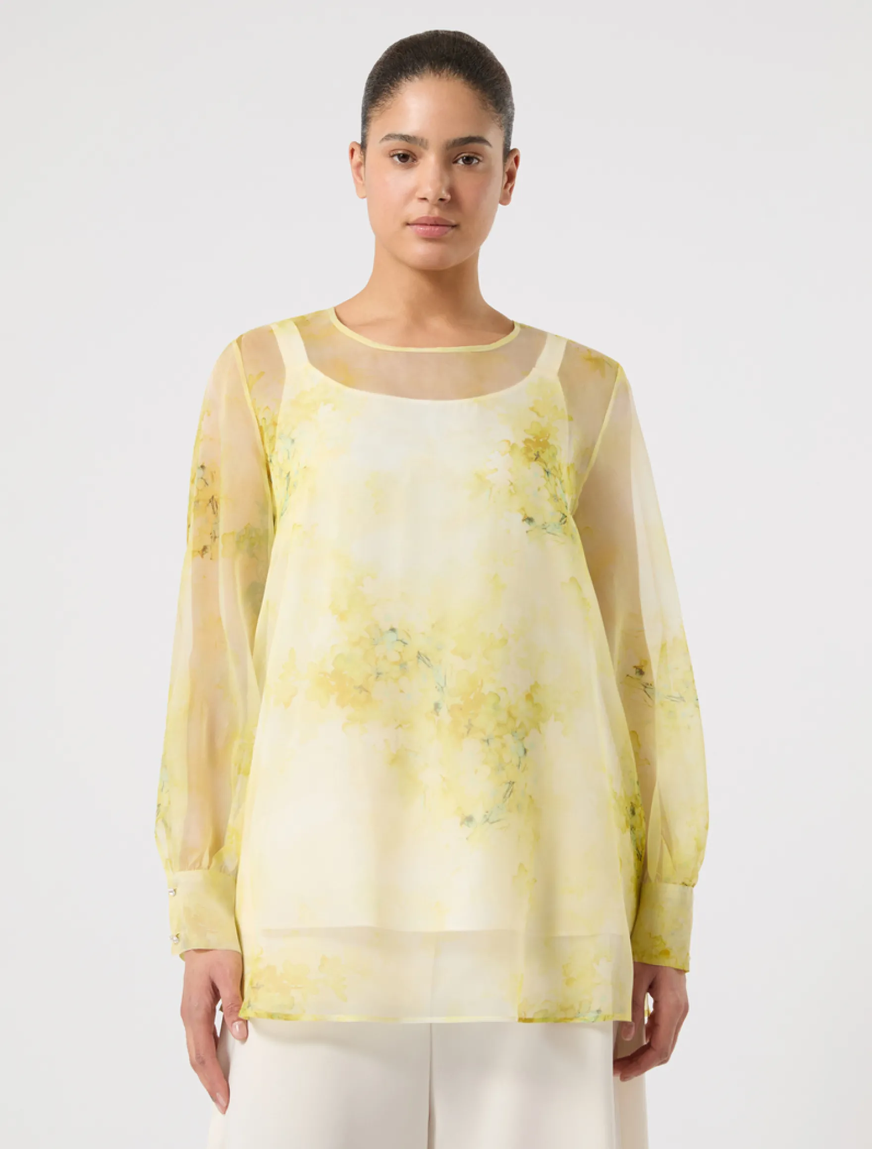 Blusa in organza di seta - GIALLO CHIARO