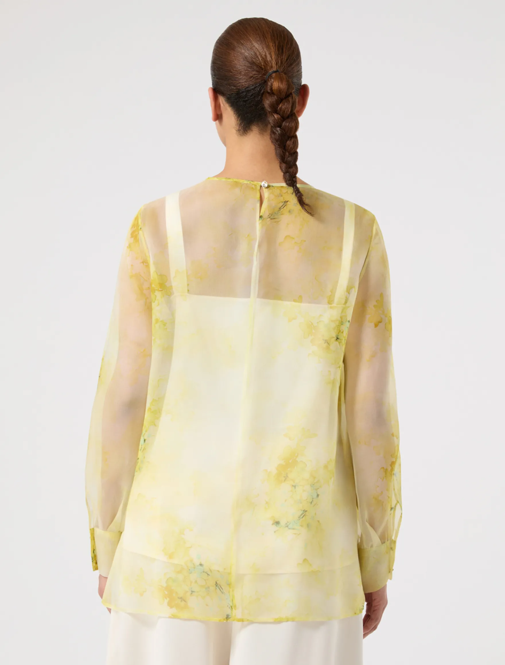 Blusa in organza di seta - GIALLO CHIARO