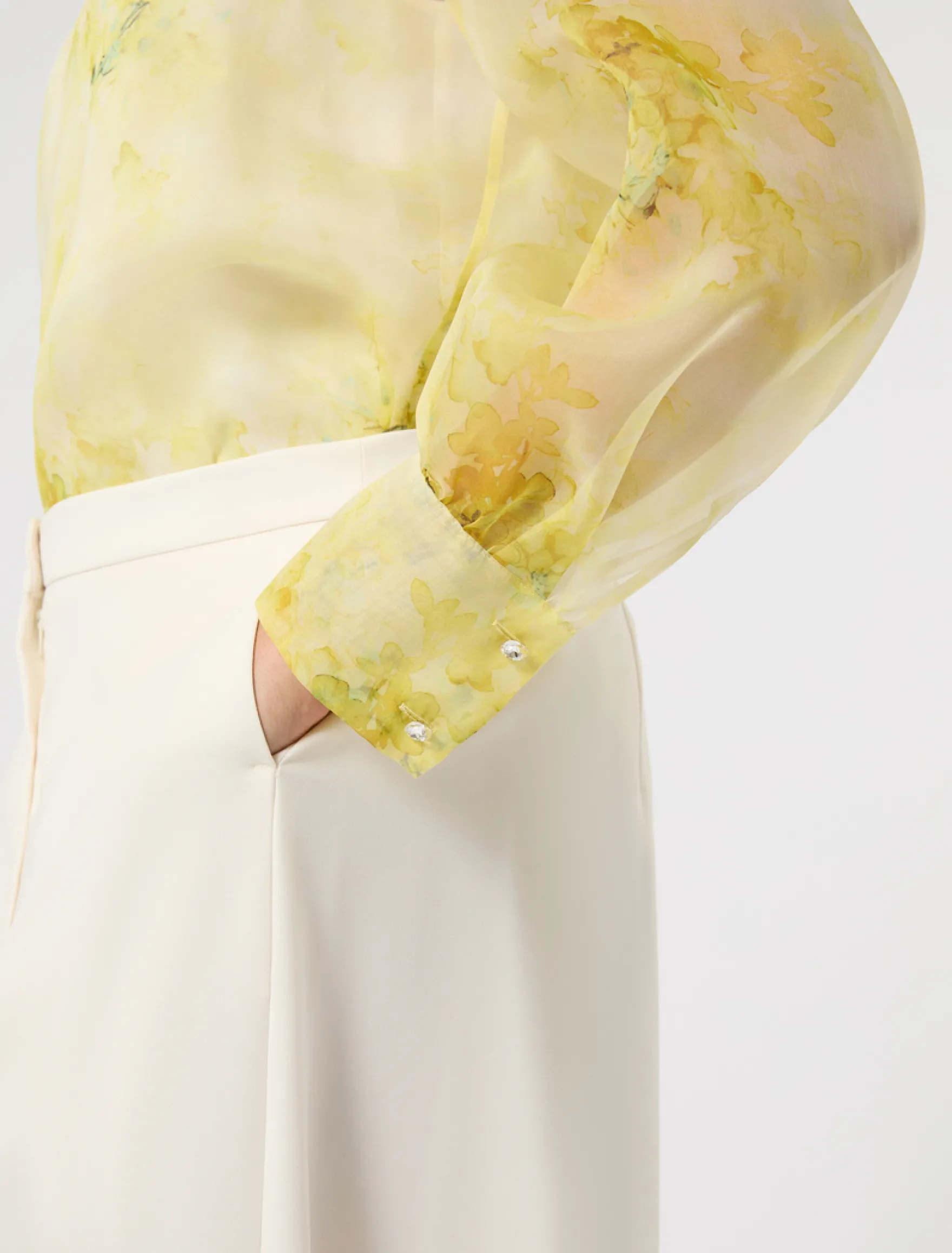 Blusa in organza di seta - GIALLO CHIARO