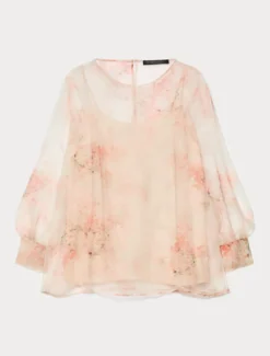 Blusa in organza di seta - ROSA