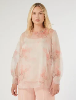 Blusa in organza di seta - ROSA