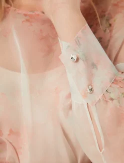 Blusa in organza di seta - ROSA