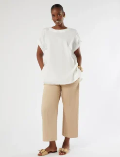 Blusa in popeline di cotone - AVORIO