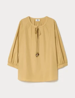 Blusa in popeline di cotone - CAMMELLO