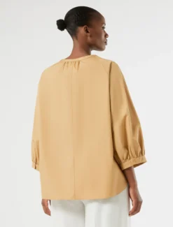 Blusa in popeline di cotone - CAMMELLO