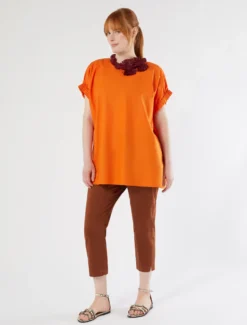 Blusa in popeline di cotone - MANDARINO