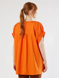 Blusa in popeline di cotone - MANDARINO