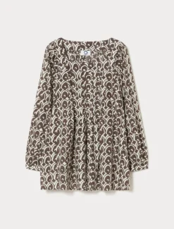 Blusa in popeline di cotone - MARRONE