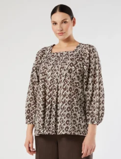 Blusa in popeline di cotone - MARRONE