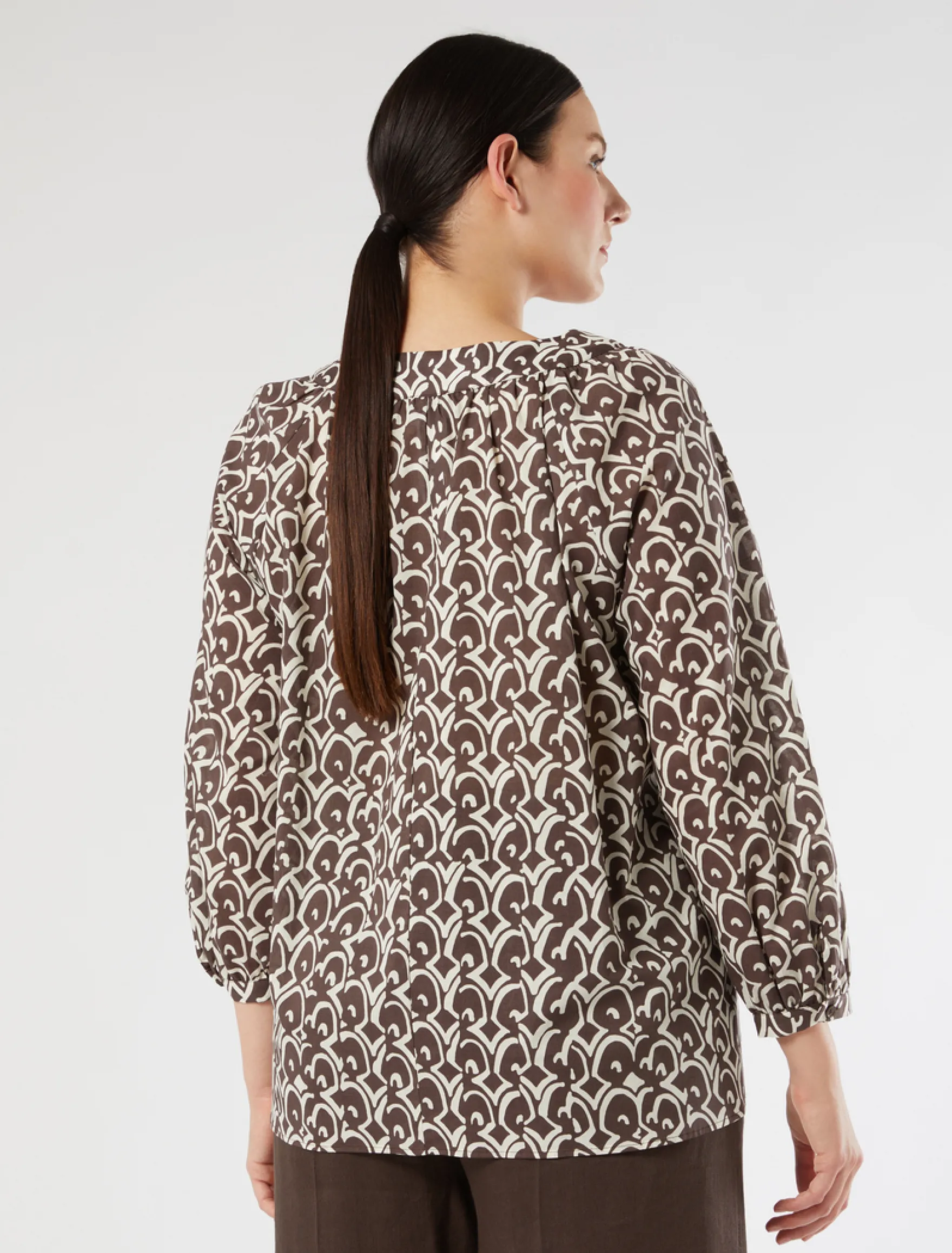 Blusa in popeline di cotone - MARRONE