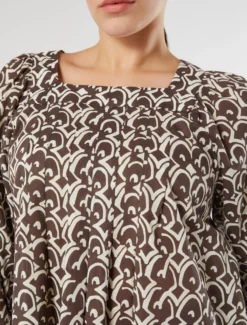 Blusa in popeline di cotone - MARRONE