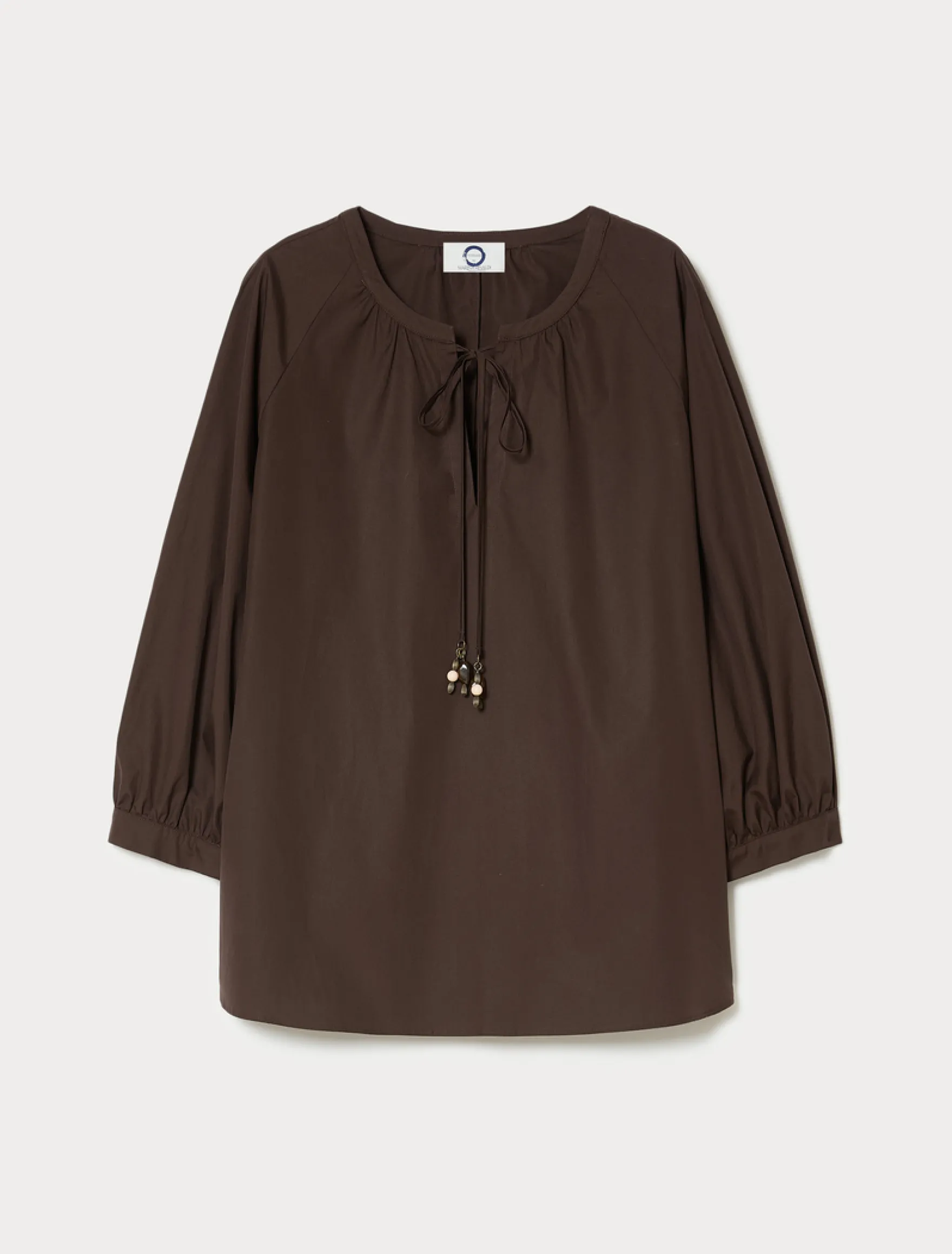 Blusa in popeline di cotone - MARRONE