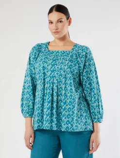Blusa in popeline di cotone - VERDE