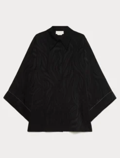 Blusa in satin jacquard - NERO