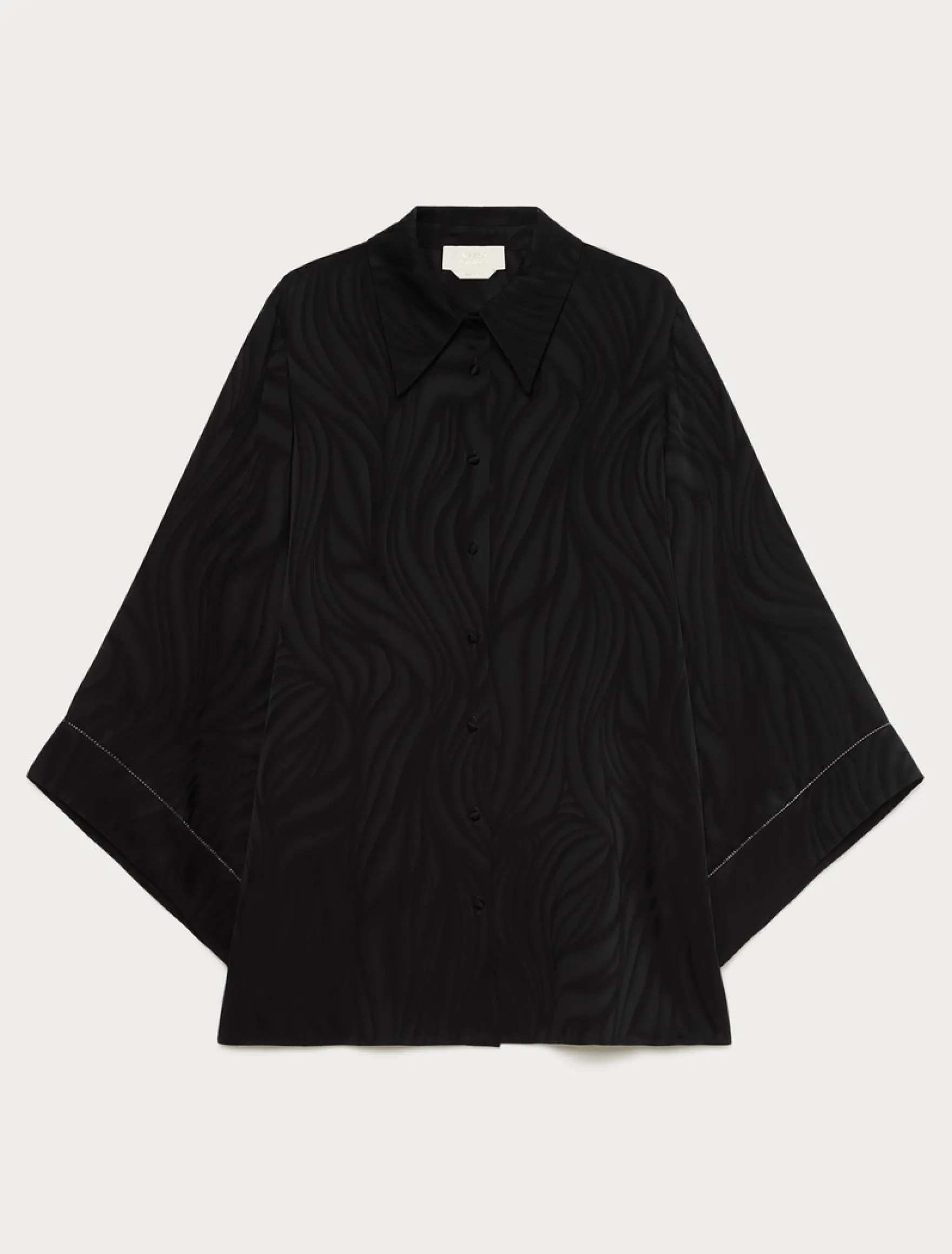 Blusa in satin jacquard - NERO