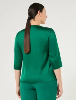 Blusa in satin - VERDE SMERALDO