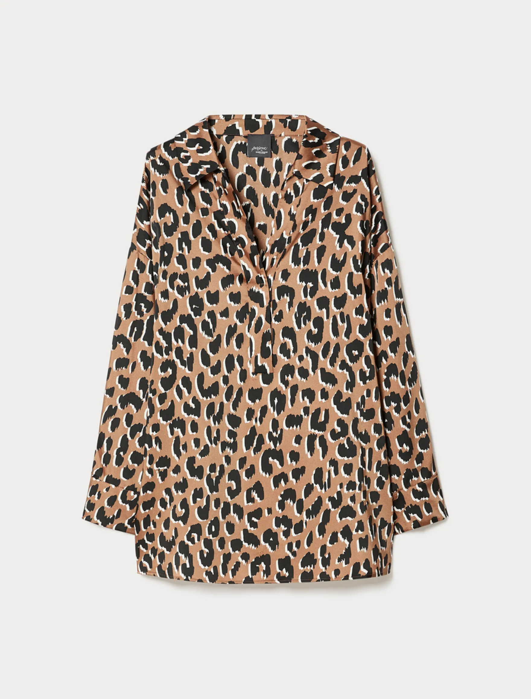 Blusa in twill stampato - CARAMELLO