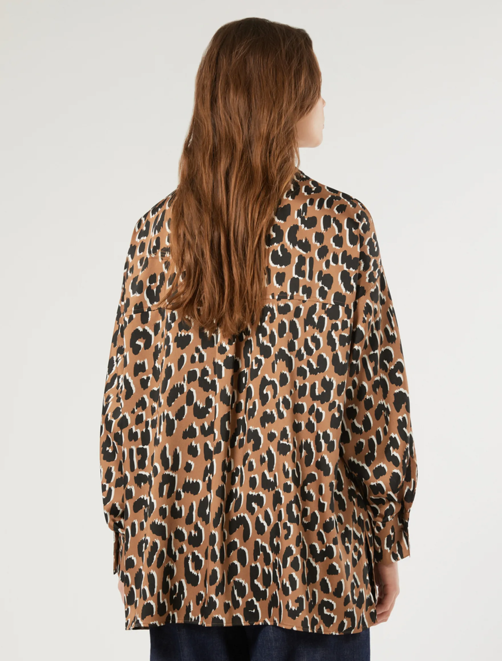 Blusa in twill stampato - CARAMELLO