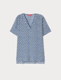 Blusa in viscosa con stampa - BIANCO