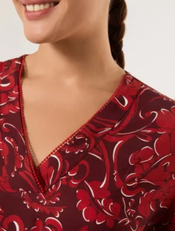 Blusa in viscosa con stampa - ROSSO MARRONE