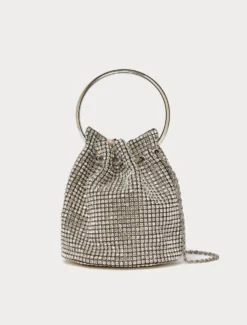 Borsa a secchiello in full strass - CRISTALLO