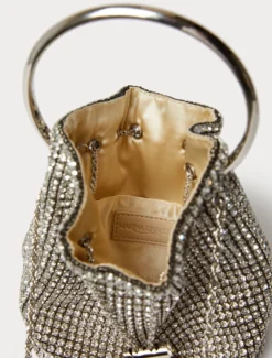 Borsa a secchiello in full strass - CRISTALLO